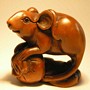 Rat & Mouse Wooden Netsuke