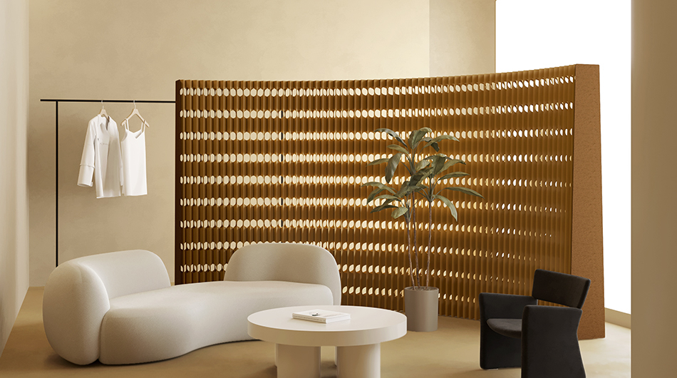 Hollows Kraft Paper Made Folding Screen SC09