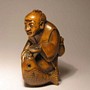 Wooden Netsuke--Figure Sculpture--Man