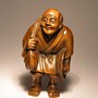 Wooden Netsuke--Figure Sculpture--Man